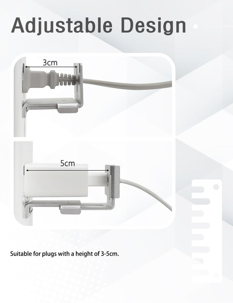 ILIVABLE Charger Lock to Outlet, Adjustable Metal Outlet Lock, Firmly Secures Power Plug from Unplugging (Silver, 1 Pack) - Image 4